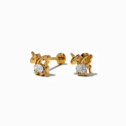 C LUXE by Claire's Silver-tone Titanium Cubic Zirconia Unicorn Flat Back Stud Earrings
