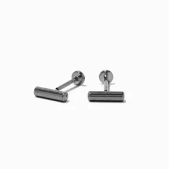 C LUXE by Claire's Silver-tone Titanium Bar Flat Back Stud Earrings