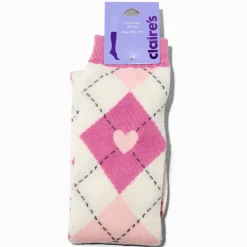 Chaussettes montantes à motif argyle cœur roses - 1 paire