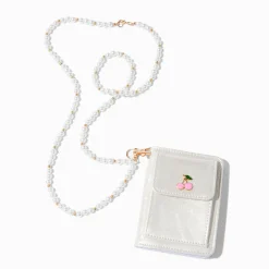 Cherry Emblem Wallet with Beaded Lanyard
