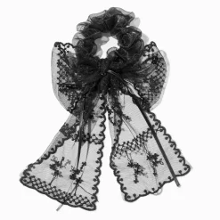 Chouchou à nœud en dentelle noir