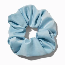 Chouchou grand format satiné bleu clair