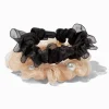 Chouchous noirs et couleur ivoire perles d'imitation en tissu extra-fin - Lot de 2