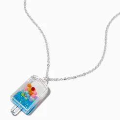 Claire's Club Liquid-Filled Glitter Ice Pop Pendant Necklace