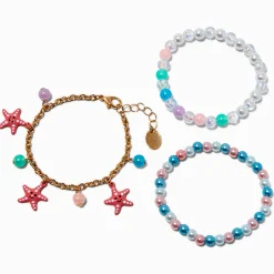 Claire's Club Starfish Charm & Beaded Bracelet Set - 3 Pack