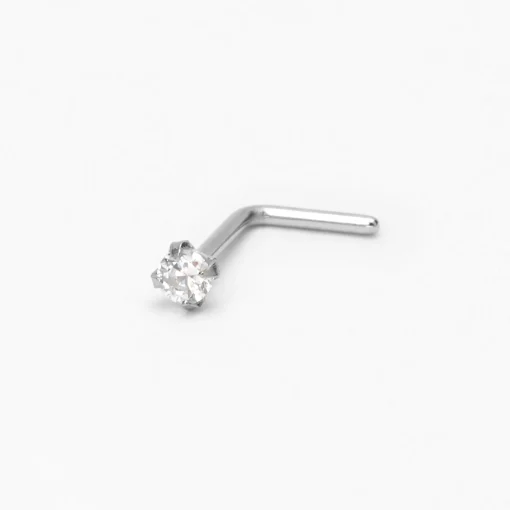 Clou de nez en zircon cubique basique en acier inoxydable couleur argentée 0,8 mm