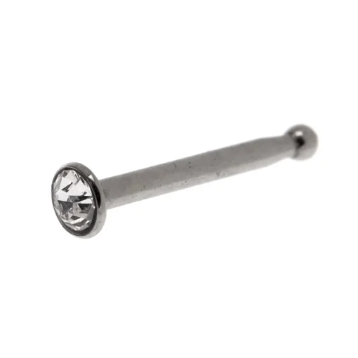 Clou de nez 0,8 mm avec strass en acier inoxydable couleur argentée