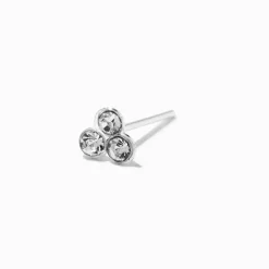 Clou de nez 0,6 mm avec trois strass sphériques couleur argentée