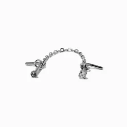 Clou de nez 0,8 mm double chaîne en acier inoxydable couleur argentée