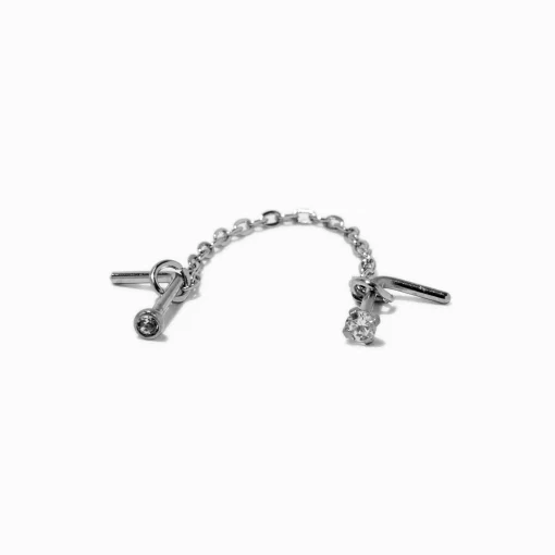 Clou de nez 0,8 mm double chaîne en acier inoxydable couleur argentée