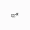 Clou de nez 0,8 mm non fileté avec strass en acier inoxydable couleur argentée