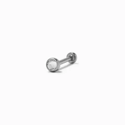 Clou de nez 0,8 mm non fileté avec strass en acier inoxydable couleur argentée