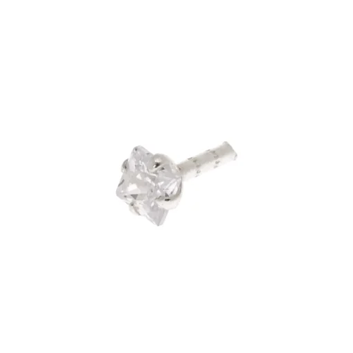 Clou d'oreille arrière plat pour piercing tragus strass 1,2 mm couleur argentée