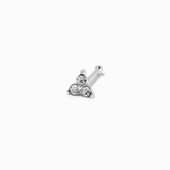 Clou pour piercing au nez avec strass triple boule 0,6 mm couleur argentée