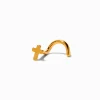 Clou pour piercing de nez 1,0 mm croix en titane et couleur dorée