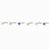 Clous de nez avec zircon cubique coloré 0,8 mm en titane couleur argentée - Lot de 6