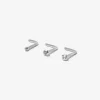 Clous de nez 0,8 mm strass variés en acier inoxydable couleur argentée - Lot de 3