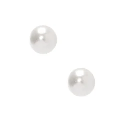 Clous d’oreille en argent avec perle d'imitation en verre 4 mm