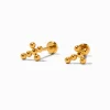 Clous d’oreilles à arrière plat croix boule en titane couleur dorée C LUXE by Claire’s
