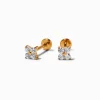 Clous d’oreilles à arrière plat fleur zircon cubique en titane couleur dorée C LUXE by Claire’s