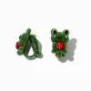 Clous d’oreilles à clip grenouilles vertes duveteuses
