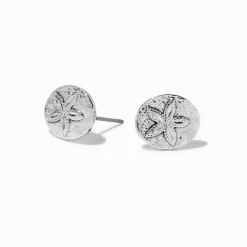 Clous d’oreilles dollars des sables couleur argentée