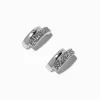 Clous d’oreilles double strass couleur argentée