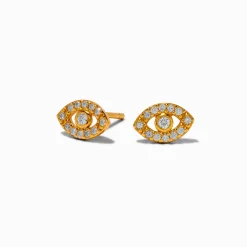 Clous d’oreilles mauvais œil en zircon cubique couleur argentée et couleur dorée C LUXE by Claire's