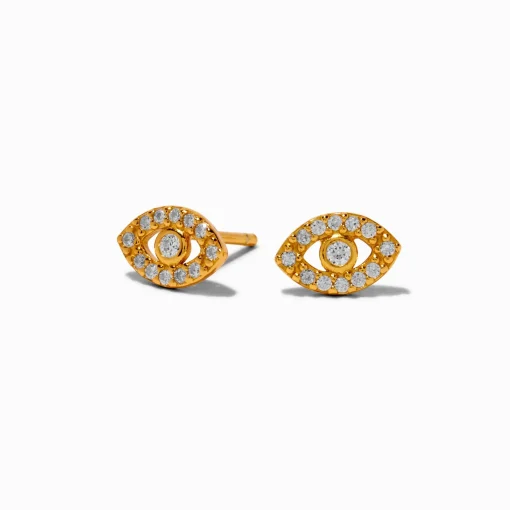 Clous d’oreilles mauvais œil en zircon cubique couleur argentée et couleur dorée C LUXE by Claire's