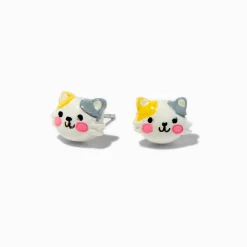 Clous d’oreilles orange et gris