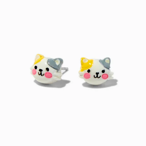 Clous d’oreilles orange et gris