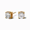 Clous d’oreilles panier en zircon cubique 6 mm acier inoxydable couleur dorée
