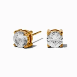 Clous d’oreilles panier en zircon cubique 6 mm acier inoxydable couleur dorée