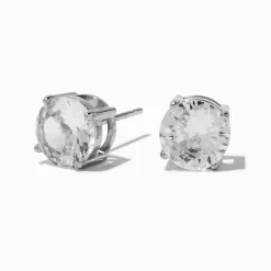 Clous d’oreilles panier en zircon cubique 8 mm acier inoxydable couleur argentée