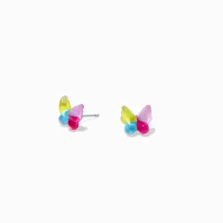Clous d’oreilles papillons bombés arc-en-ciel