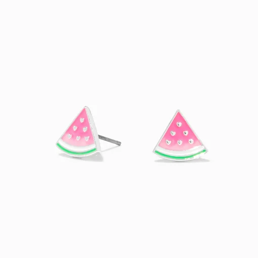 Clous d’oreilles pastèque qui changent de couleur en réaction aux UV roses