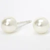 Clous d’oreilles perles d'imitation 6 mm en argent