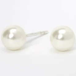 Clous d’oreilles perles d'imitation 6 mm en argent