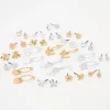 Clous d’oreilles printaniers couleur dorée et couleur argentée - Lot de 20