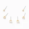 Clous d’oreilles ronds avec strass en zircon cubique d’imitation couleur dorée - 2 mm, 3 mm, 4 mm