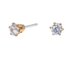 Clous d’oreilles ronds 3 mm en zircon cubique couleur dorée jaune C LUXE by Claire's