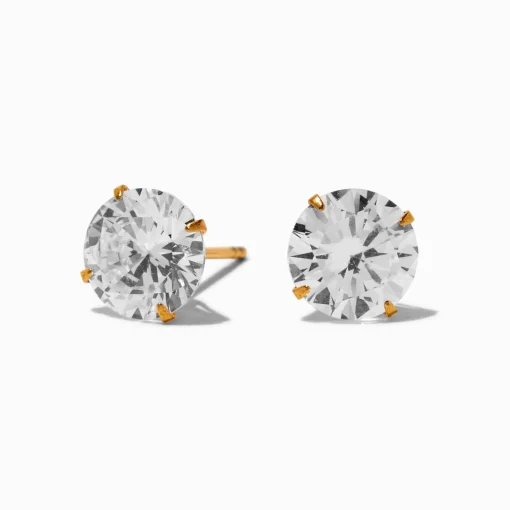 Clous d’oreilles ronds zircon cubique en titane couleur dorée C LUXE by Claire’s