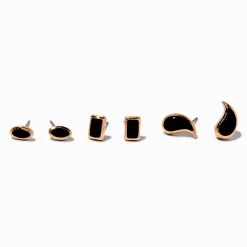 Clous d’oreilles superposables émaillés couleur dorée - Lot de 3