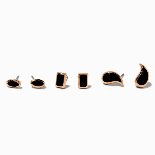 Clous d’oreilles superposables émaillés couleur dorée - Lot de 3