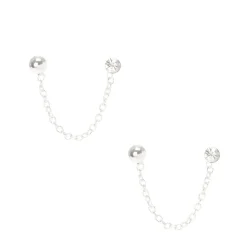 Clous d'oreille en argent avec chaîne