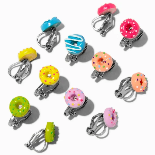 Clous d'oreilles à clip donuts glacés - Lot de 6
