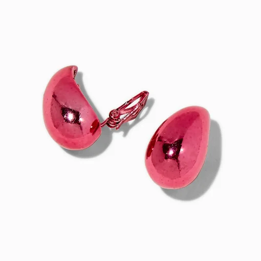 Clous d'oreilles à clip haricot anodisés roses