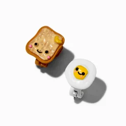 Clous d'oreilles à clip œuf et toast