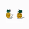 Clous d'oreilles ananas avec strass couleur argentée