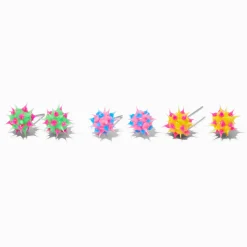 Clous d'oreilles arc-en-ciel pointes style rave - Lot de 3